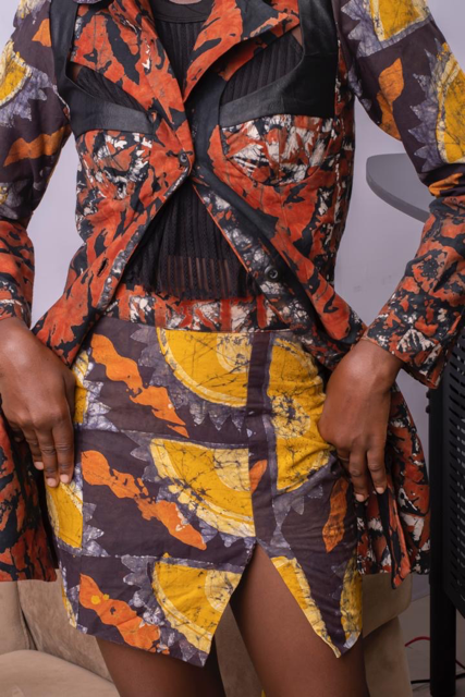 Batik Skirt And Blazer Set